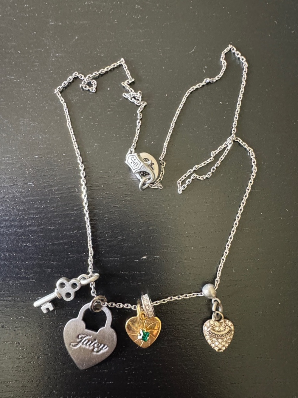 Vintage Juicy Couture Mixed-Metal Heart Charm Necklace